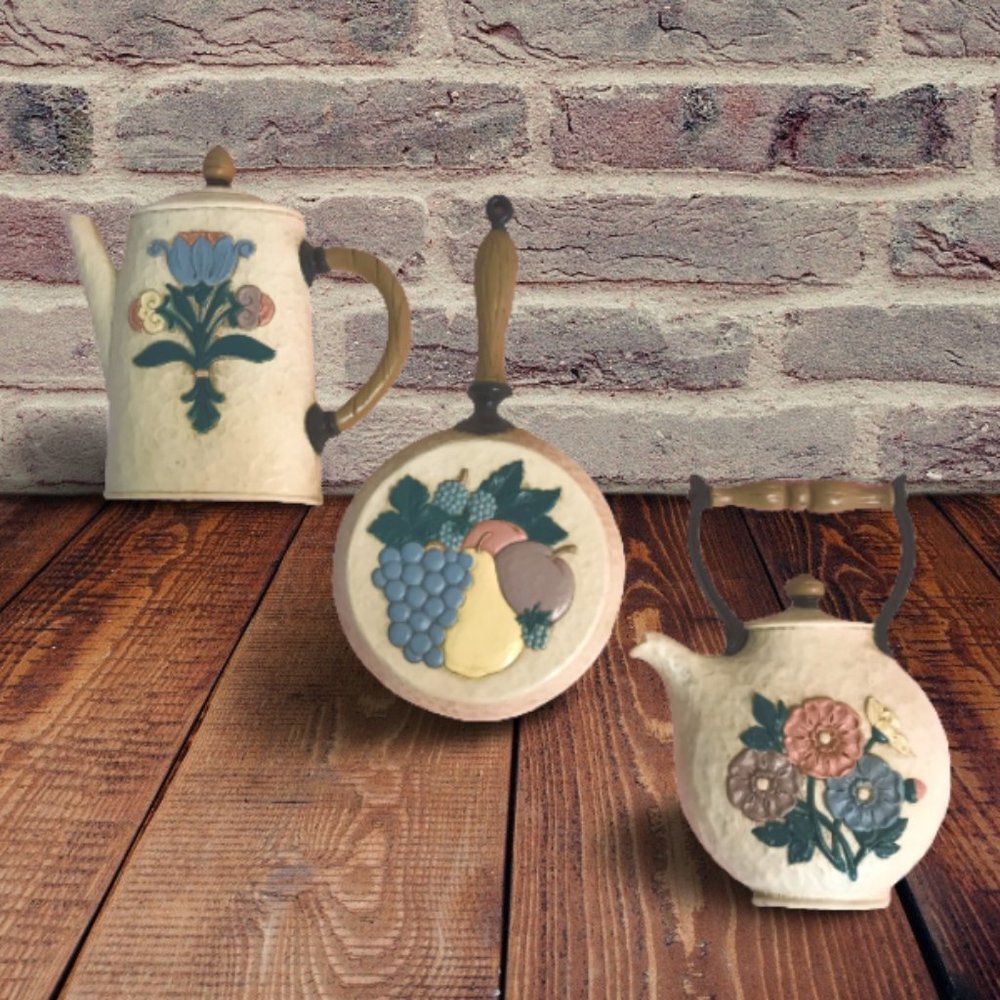 Vintage 1995 Kitchen Wall Plaque Set, Home Interior